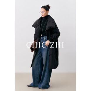 CHIC ZHI2026年新款超厚抗寒中长款针织袖口90白鸭绒立领羽绒服