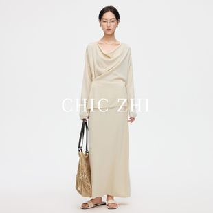 两件套半裙 CHIC ZHI春新款 针织上衣套装 女一整套天丝荡领温柔法式