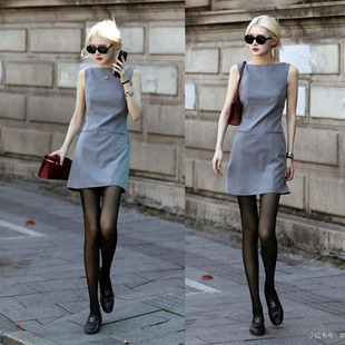 瑞秋同款小众灰色西装无袖修身收腰通勤职业背心裙高级感连衣裙子