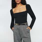 refor赫本风法式 高级感衬衣 女2022新款 复古方领泡泡长袖 上衣衬衫