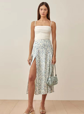 reformatio法式吊带背心女内搭新款白黑色褶皱修身外穿上衣小衫