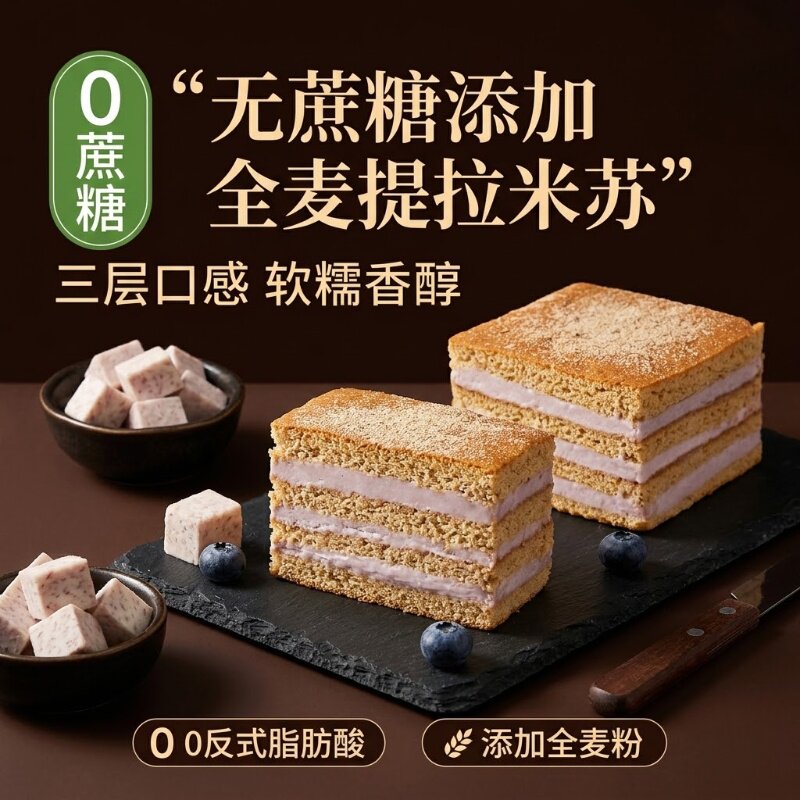 无糖全麦提拉米苏夹心面包下午茶代餐营养早餐蛋糕点心休闲零食
