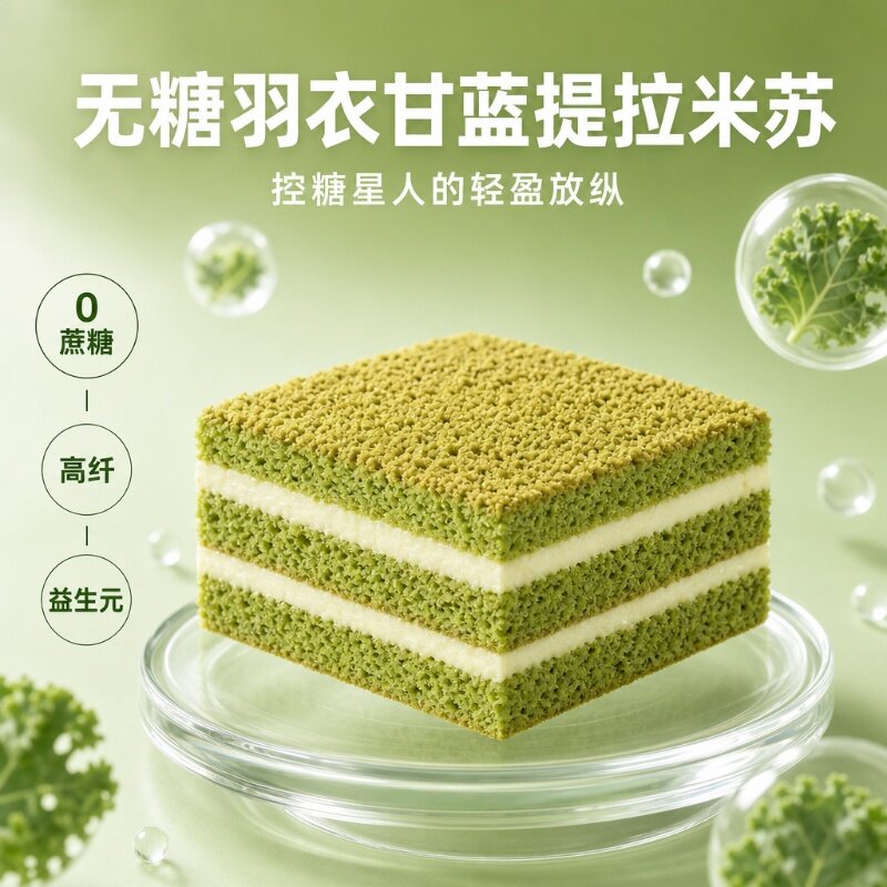 无糖羽衣甘蓝提拉米苏蛋糕益生元下午茶饱腹零食糕点休闲食品
