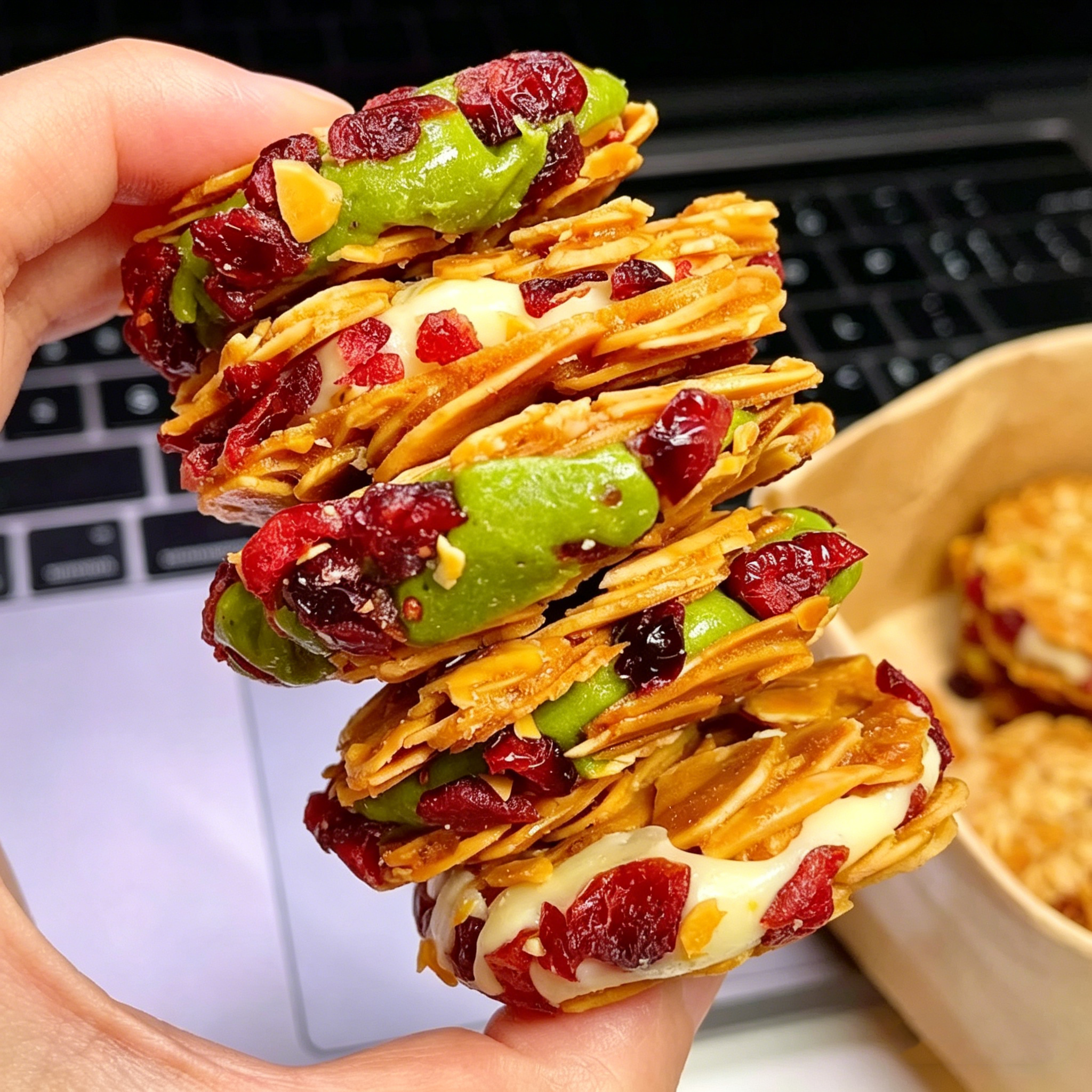 扁桃仁夹心酥芒果蔓越莓抹茶3口味夹心饼干休闲网红零食食品脆片