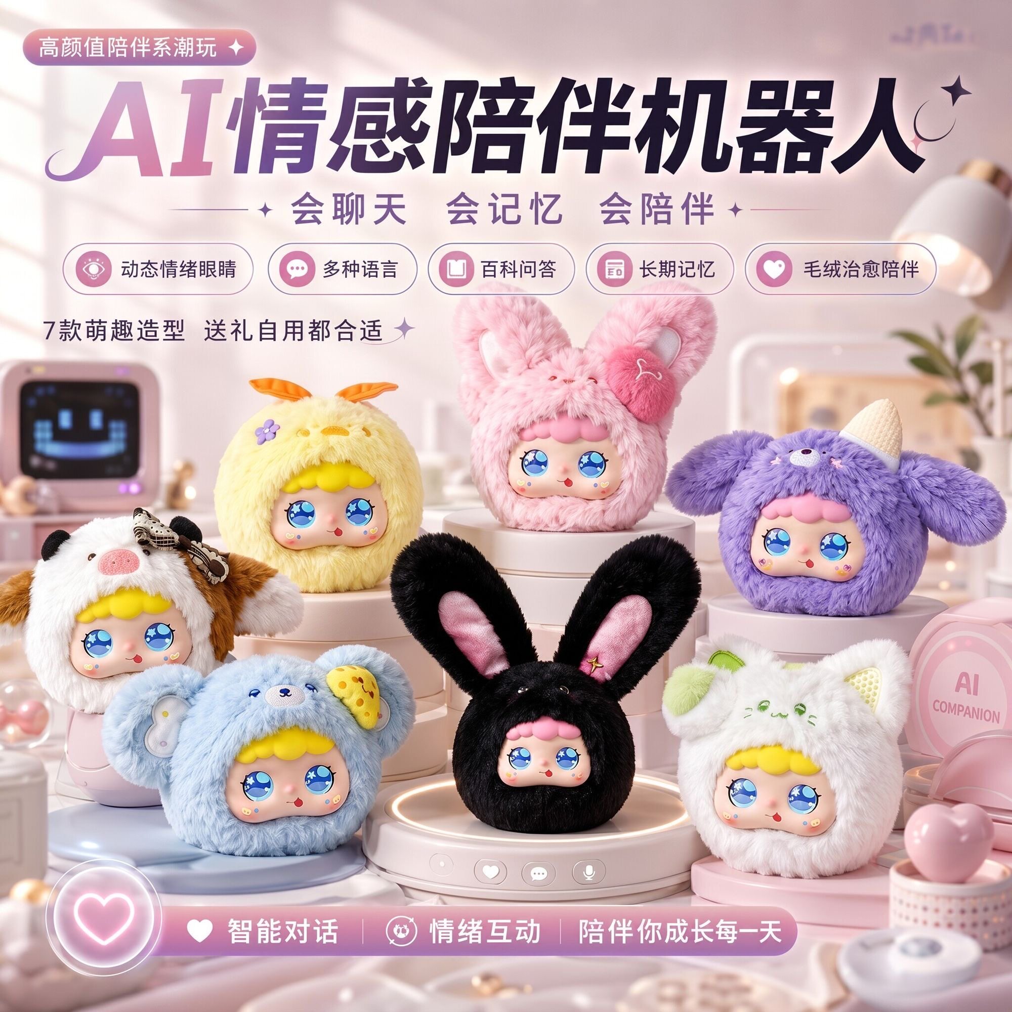 ai智能机器人陪伴毛绒娃娃玩具电子宠物对话豆包女孩儿童生日礼物