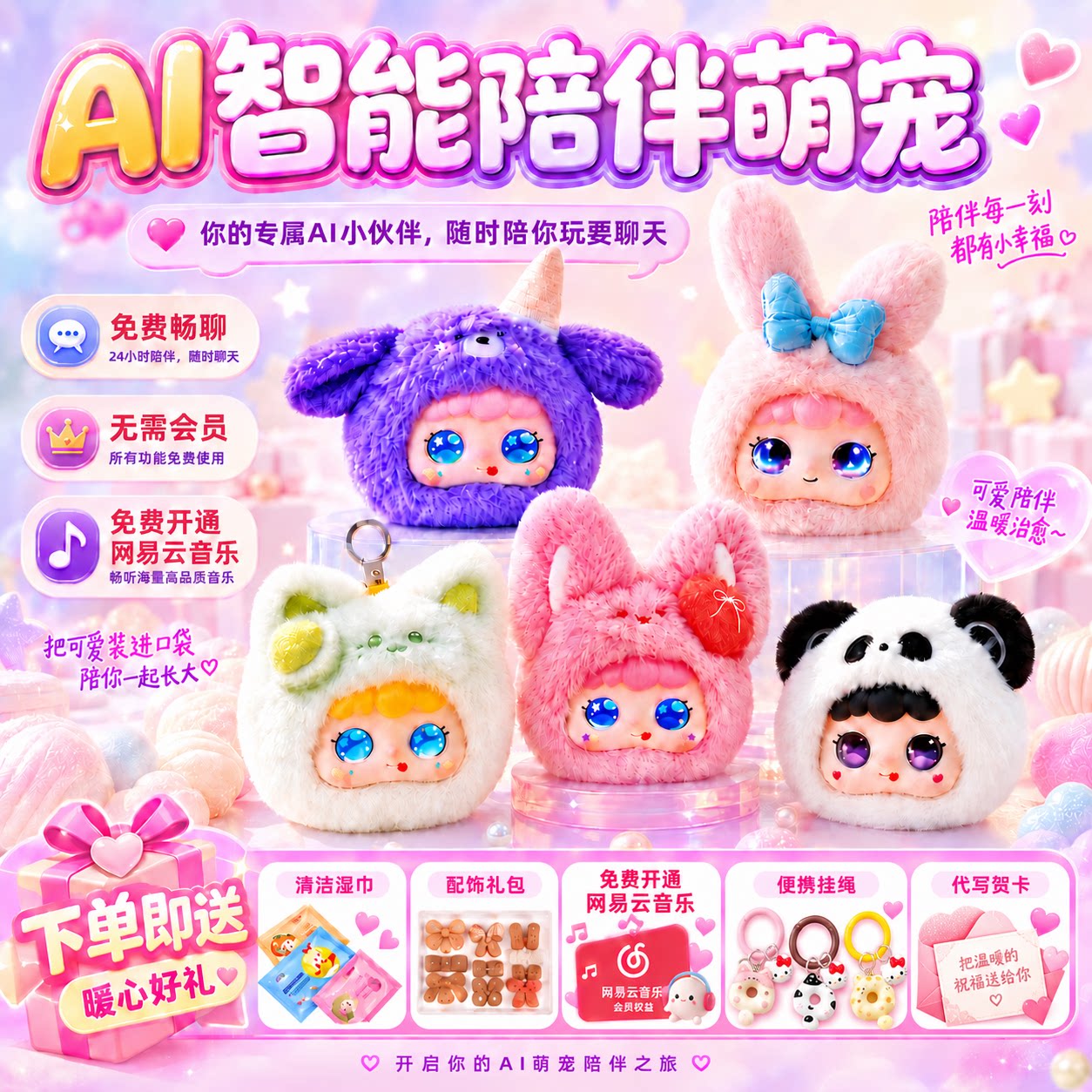 ai智能机器人陪伴毛绒娃娃玩具电子宠物对话豆包女孩儿童生日礼物