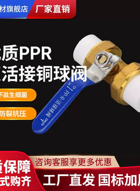 全铜ppr双活接球阀水管管件配件开关接头热熔4分20冷热阀门6分25