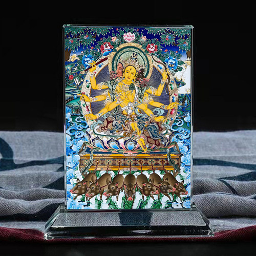摩力之天佛菩萨水晶摆台支光明佛母玄关供奉摆件利斗姥元君定制