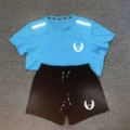 Oregon Short-Sleeve Tee (Light Blue) + Oregon Quarter-Zip Shorts
