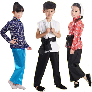 儿童村姑王二小表演服红灯记民歌舞台农民演出服装游击队地道战