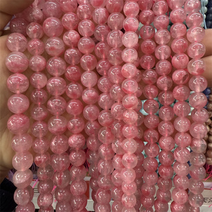 12mm 天然3A级樱花雨粉蔷薇石水晶圆珠串珠散珠 diy饰品配件