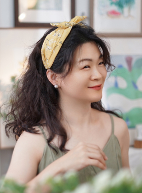 森系碎花粉色蝴蝶结宽边发箍女款高级感气质黄色小清新兔耳朵头箍