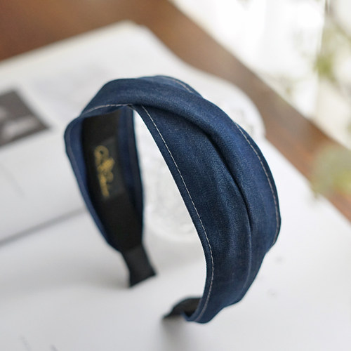 港风穿搭牛仔布艺宽边发箍