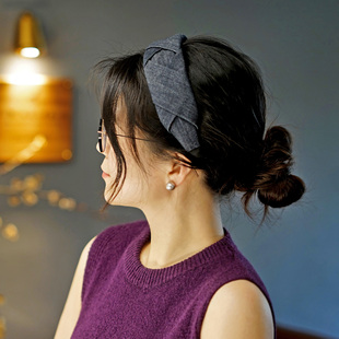 优雅港风高知穿搭牛仔编织宽边压发发箍女高颅顶带齿遮白发头箍