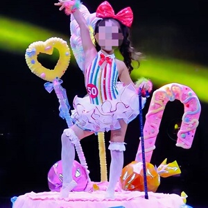 七彩条纹芭蕾蓬蓬裙舞蛋糕裙六一儿童节演出服女童幼儿园表演服装