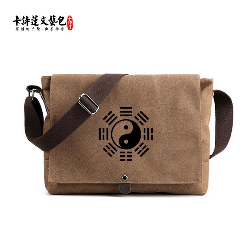 新款道斜跨包加厚帆布包可调节肩带高品质帆布包男包女包国风可定