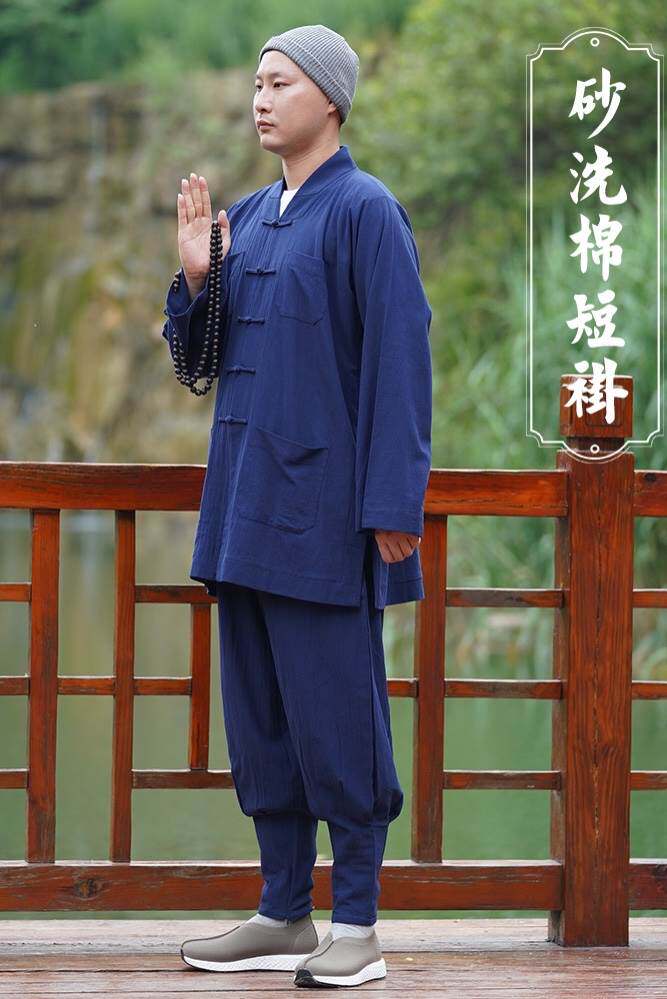 新款僧裤免绑腿出家人僧服男和尚衣服短褂打坐宽松透气收