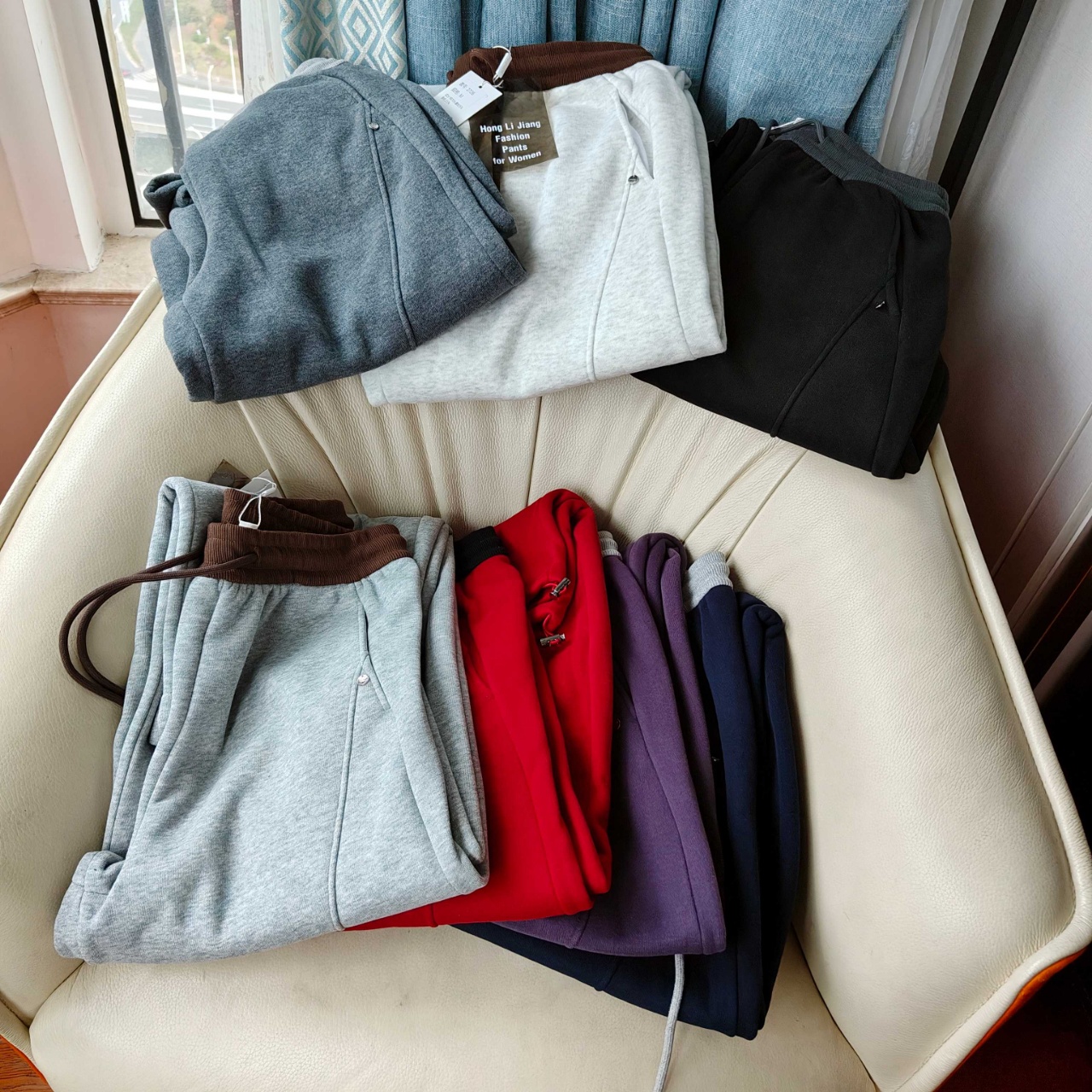 大厂订单~  秋冬抽绳简约奥利绒加绒加厚休闲裤女弯刀裤保暖卫裤