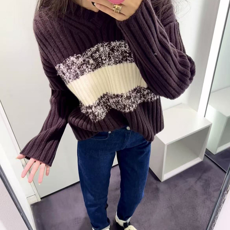 极简风~  G1300＋  慵懒风羊毛混纺V领针织衫女气质百搭毛衣