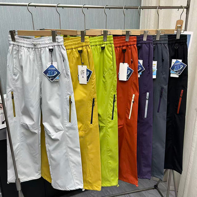 情侣款多巴胺户外山系防风防水徒步登山裤软壳冲锋裤