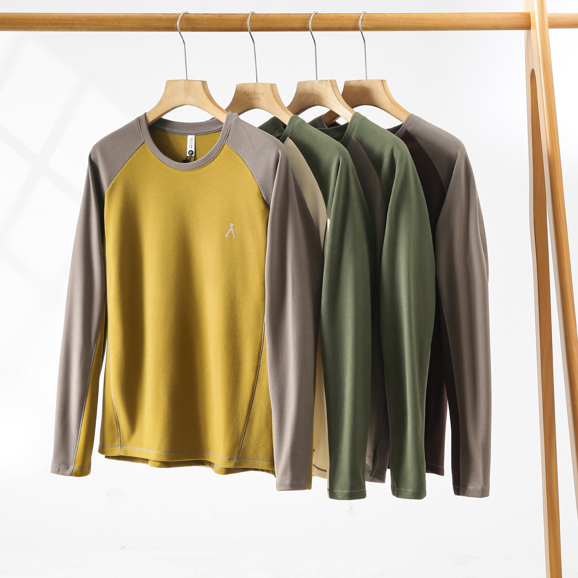 秋冬男女情侣款复古加厚双面德绒自发热拼色长袖打底衫上衣