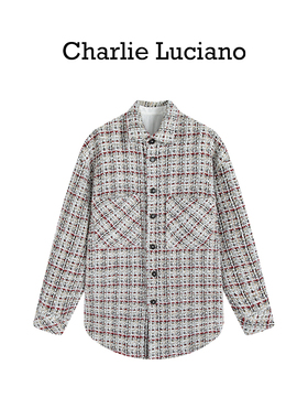 Charlie Luciano小香风格子休闲衬衫男女同款时尚宽松百搭外套秋