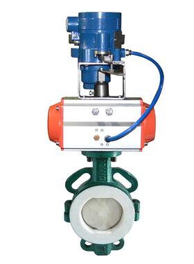 自控阀门气动衬氟切断(调节)蝶阀D641F46气动衬氟法兰调节型蝶阀