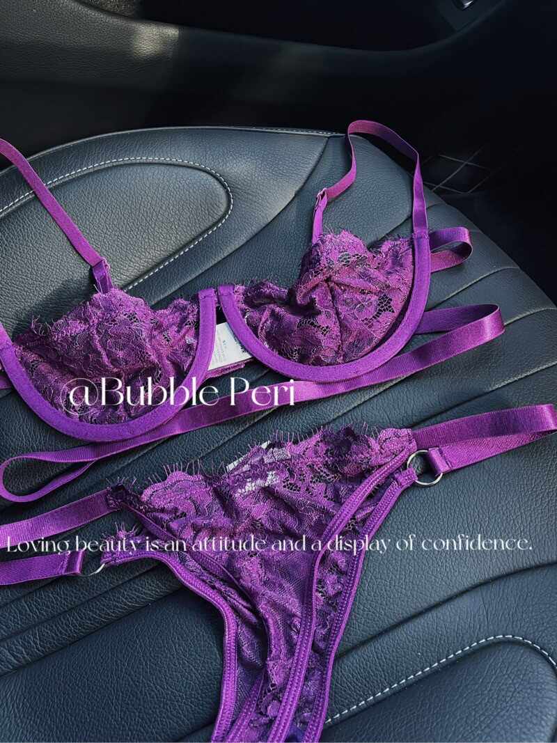 【危情关系】紫色系蕾丝法式内衣套装有钢圈高级紫情趣文胸套装