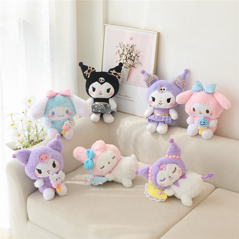 卡通玉桂狗美乐蒂睡眠系列小公仔库洛米小白狗可爱毛绒玩偶生日礼