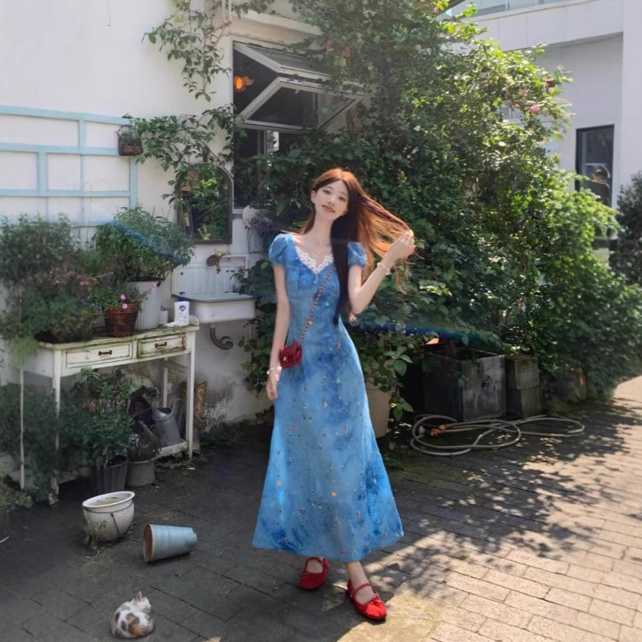 法式碎花气质连衣裙女夏季云南