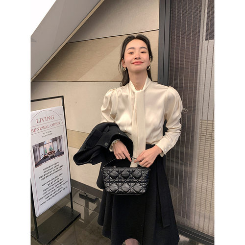 法式蝴蝶结设计感衬衫女早春新款