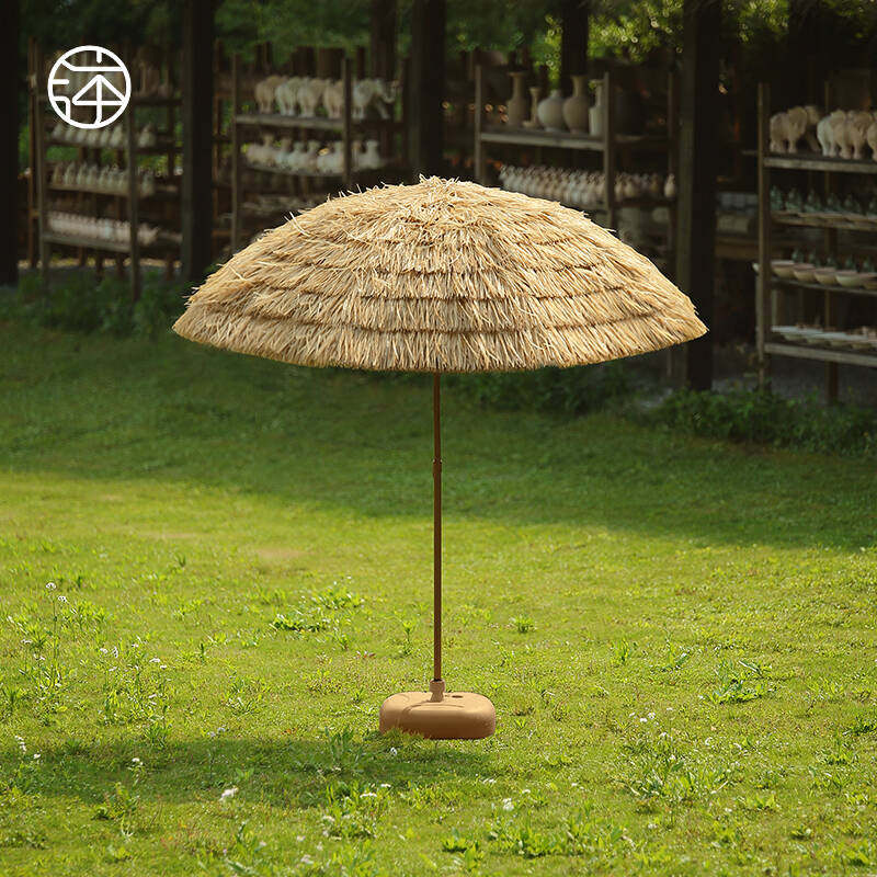 仿真稻草伞户外遮阳伞茅草伞太阳伞折叠沙滩伞庭院防晒伞别墅景区图片