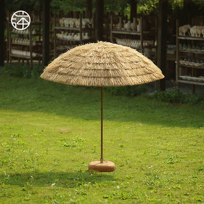 仿真稻草伞户外遮阳伞茅草伞太阳伞折叠沙滩伞庭院防晒伞别墅景区