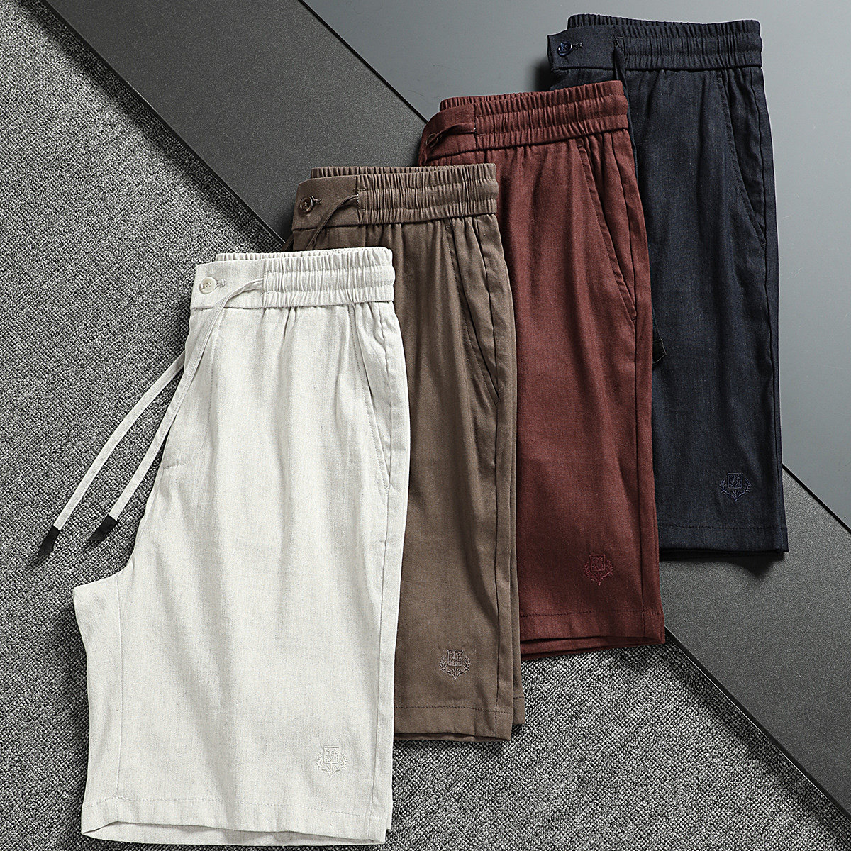 夏季新款意大利LP风格男装字母老钱风商务简约男士亚麻休闲短裤,男装,短裤,淘宝优惠券,粉丝福利购,淘宝优惠卷