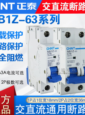 CHNT/正泰 交直流断路器 NB1Z-63 1P 2P 直流空开DC220V (1A-63A)