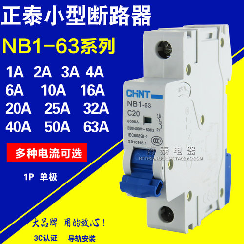 CHNT正泰 断路器NB1-63 1P C1-63A 2A3A6A10A20A25A32A40A50A空开