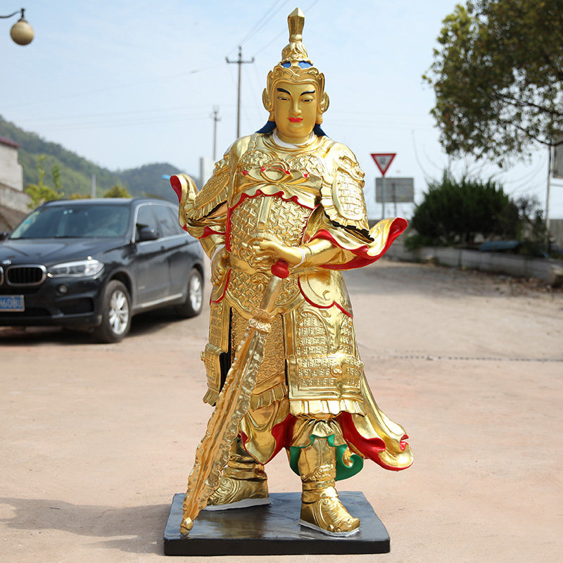寺庙韦驮伽蓝关公菩萨神像 韦陀迦南关公护法 树脂驮韦佛像1米6高