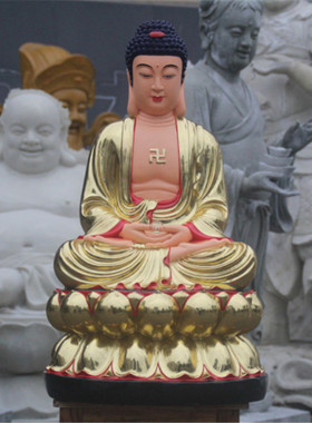 树脂玻璃钢鎏金彩绘释迦佛