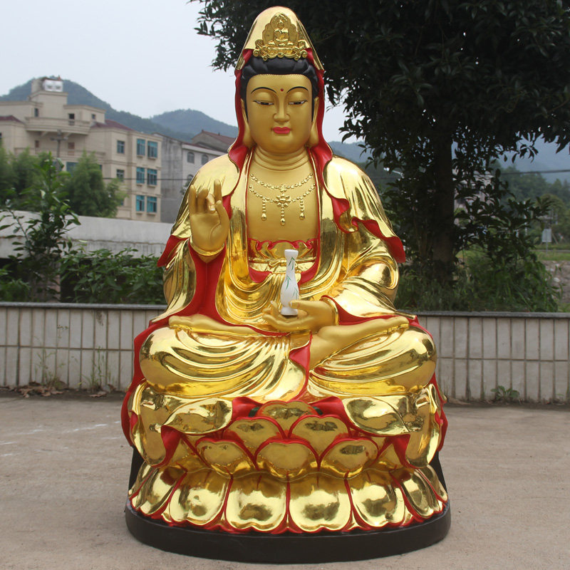 贴金彩绘寺庙观音菩萨神像