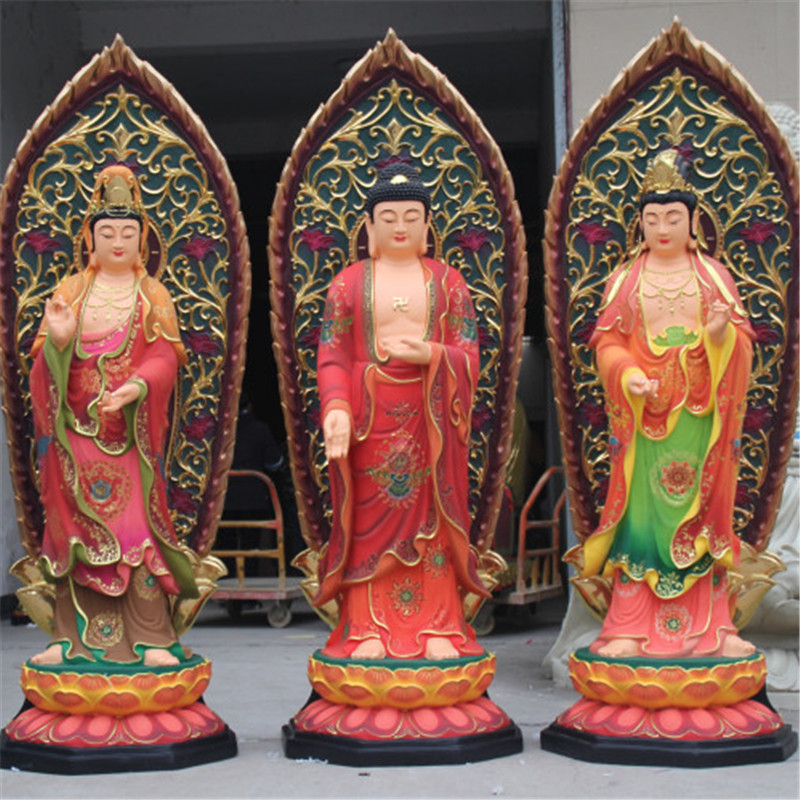 树脂西方三圣带背光佛像新品上架