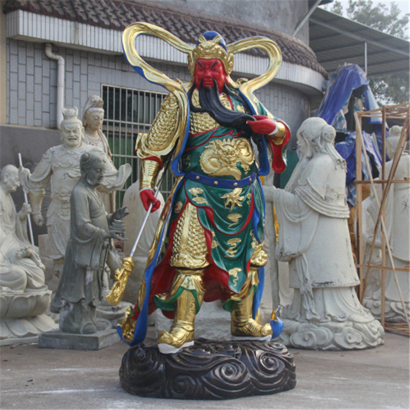 厂家直销寺庙大型神像树脂玻璃钢1米8关公佛像2米高珈蓝韦陀护法