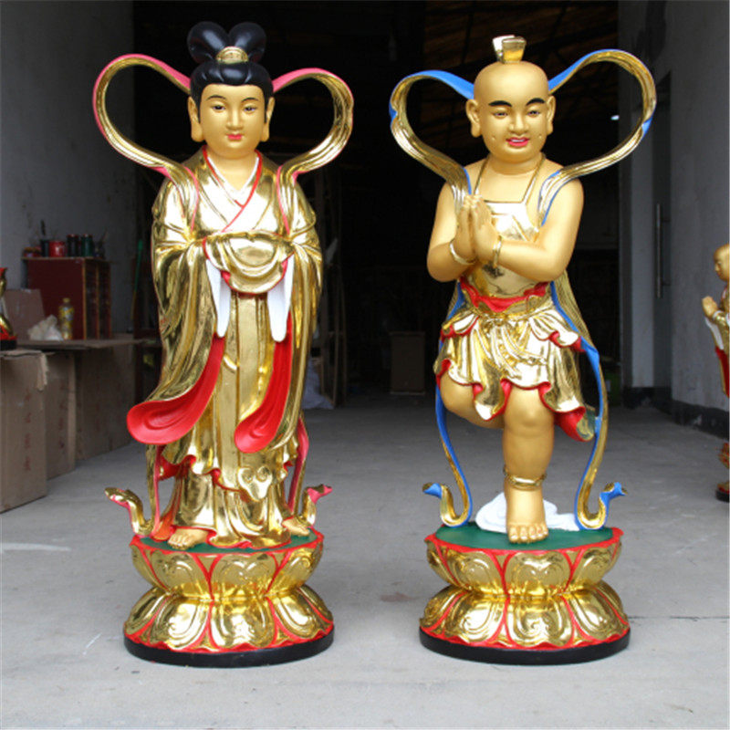 寺庙大型神像树脂金童玉女佛像1米1童男童女佛像观音弟子善财童子