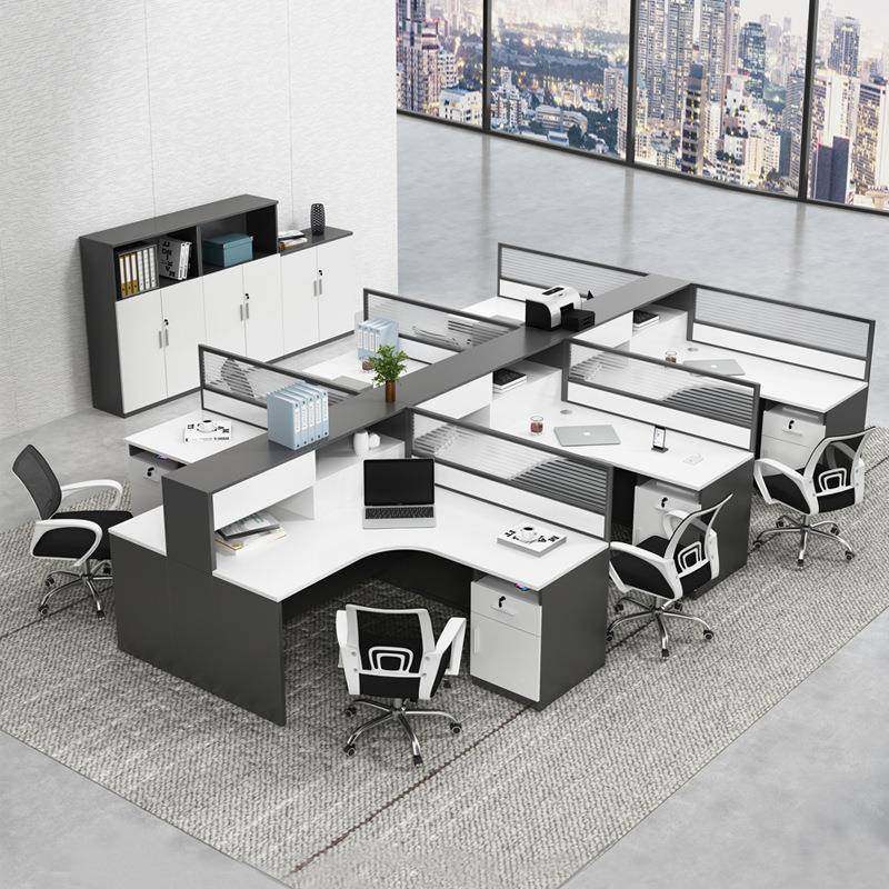 简约现代职员办公桌椅组合46人工作位屏风隔断卡座办公室财务桌子