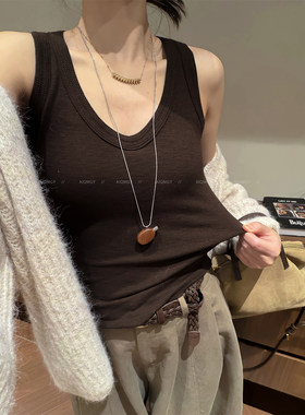 爱情魔鬼鱼 纯色带胸垫无袖背心女2026秋季新款修身内搭打底上衣