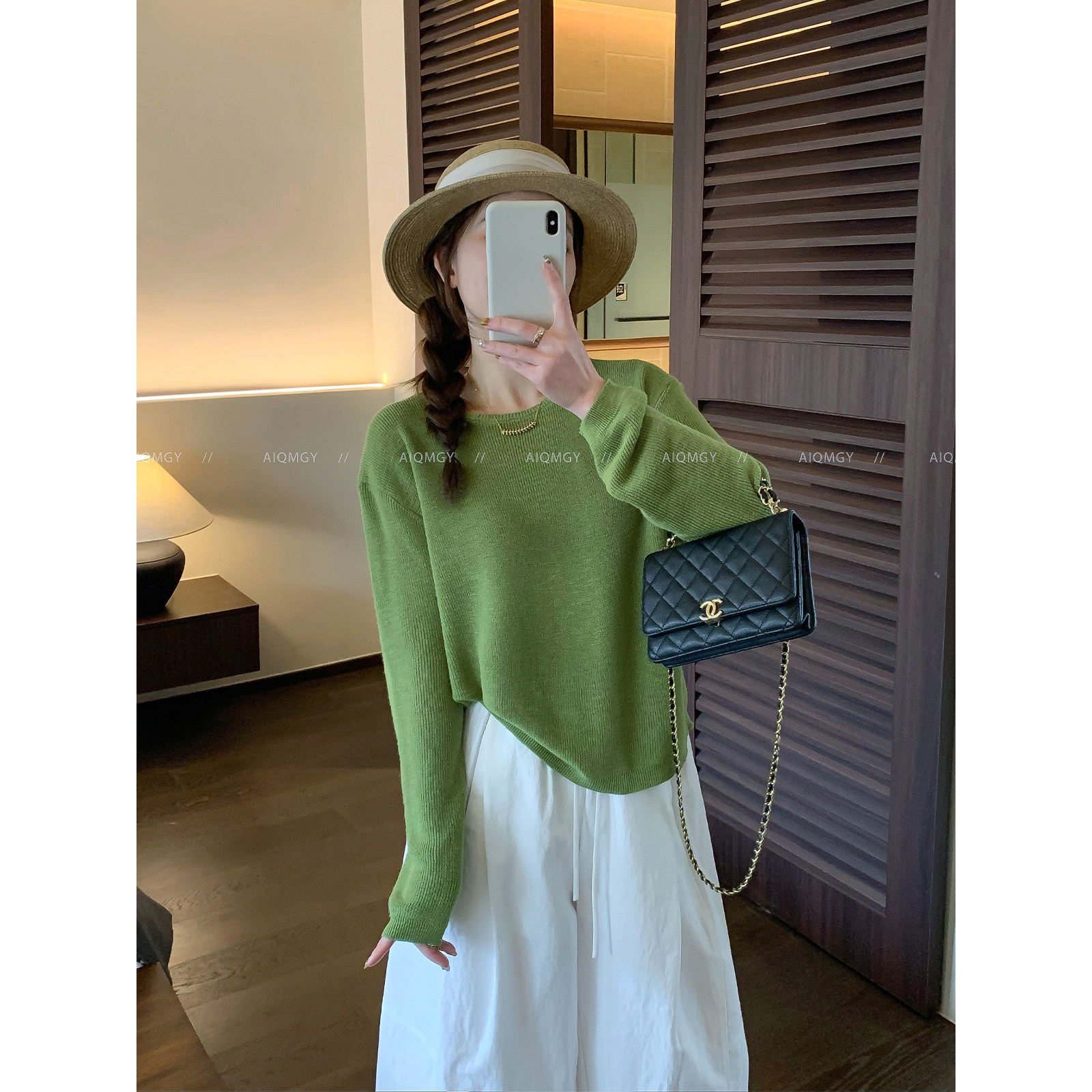 爱情魔鬼鱼 纯色长袖圆领针织衫女2026春季新款宽松显瘦套头上衣