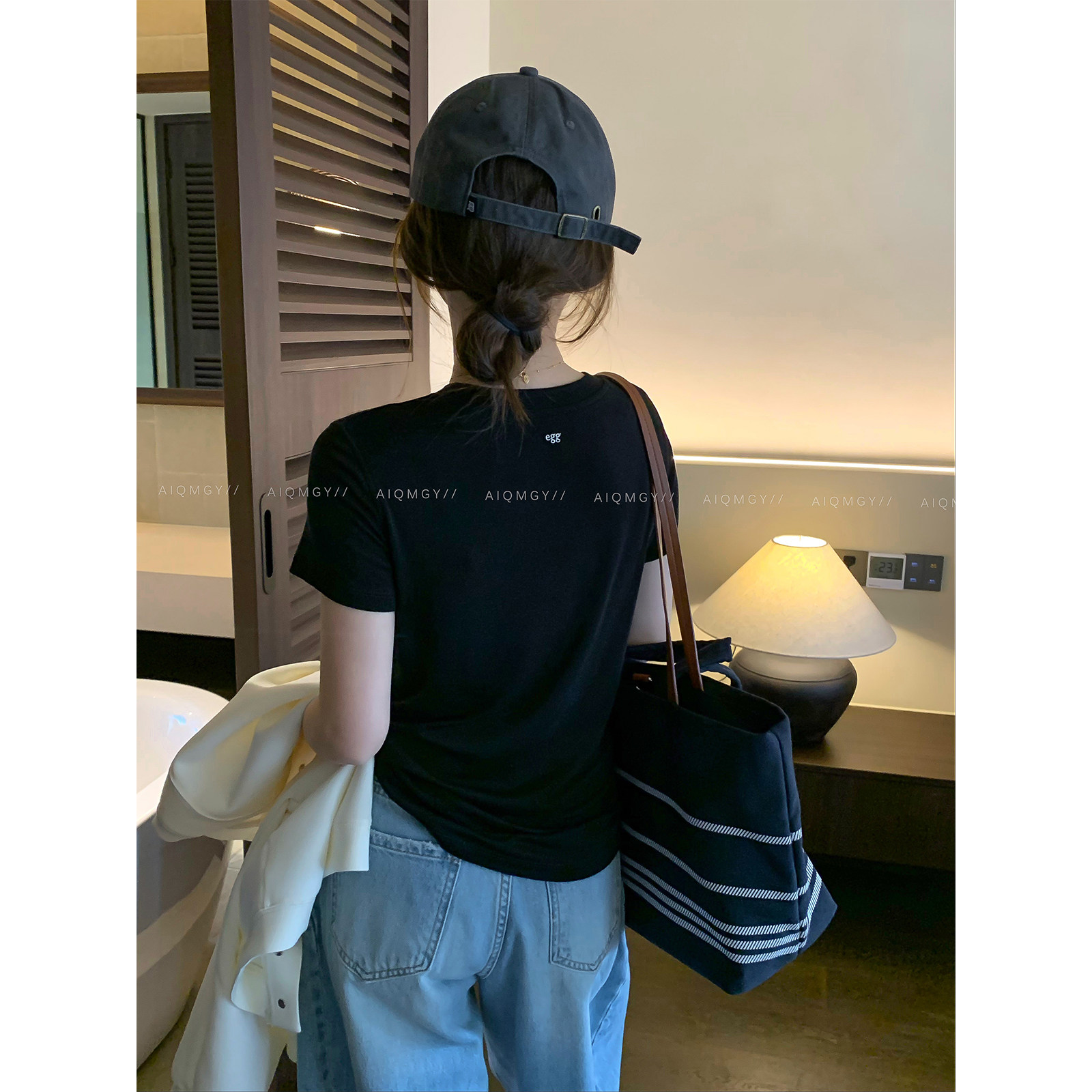 爱情魔鬼鱼 纯色短袖圆领天丝羊毛T恤女2026夏季新款简约百搭上衣