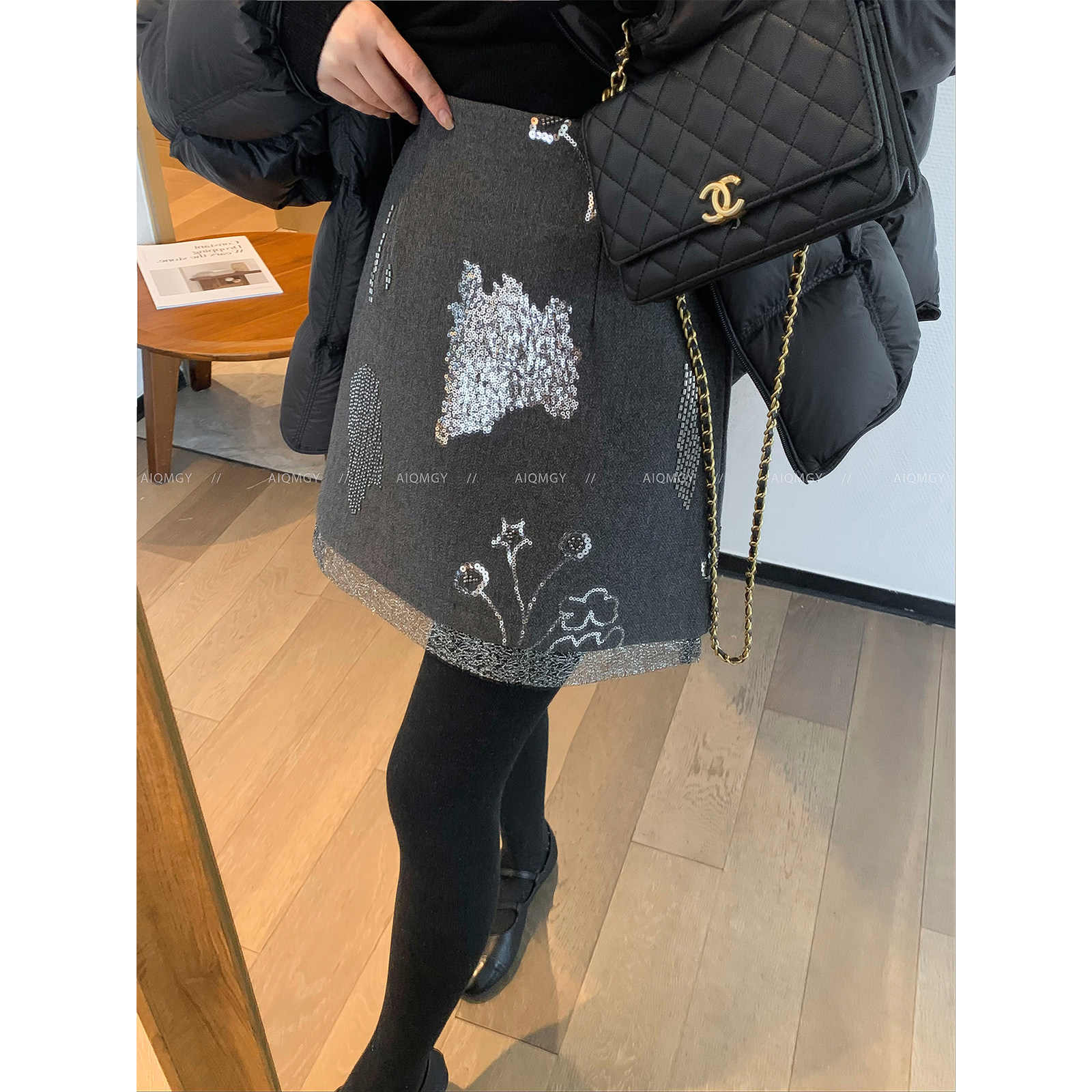 爱情魔鬼鱼 灰色设计感重工亮片半身裙女2026春季新款时尚短裙子,女装/女士精品,半身裙,淘宝优惠券,粉丝福利购,淘宝优惠卷