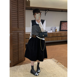 爱情魔鬼鱼 复古条纹U领针织马甲女2026秋季新款百搭叠穿马夹上衣