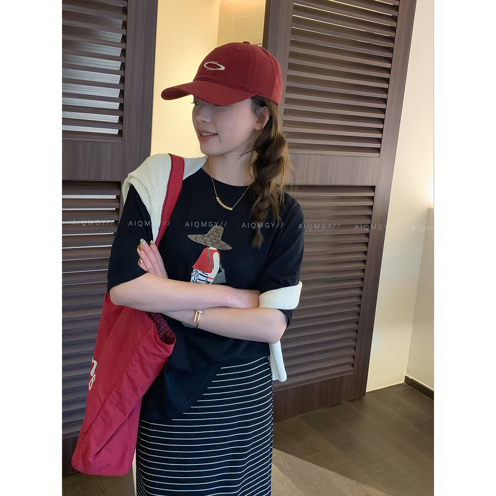 爱情魔鬼鱼 短袖圆领卡通印花T恤女2026夏季新款宽松慵懒减龄上衣