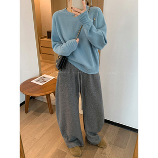 女2025秋冬新款 羊毛针织衫 宽松休闲上衣 纯色圆领长袖 爱情魔鬼鱼